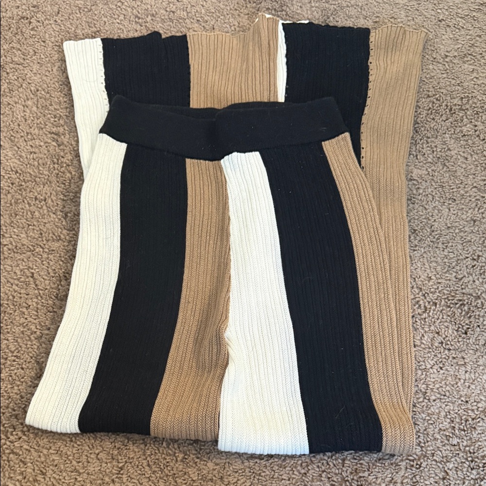 Vici Black, Brown + White Stripe Pant Set - Picture 6 of 7